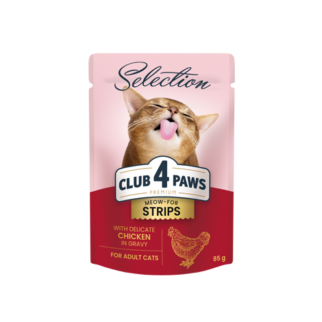 Club 4 Paws Srtips Chicken In Gravy for adult cat 85 g