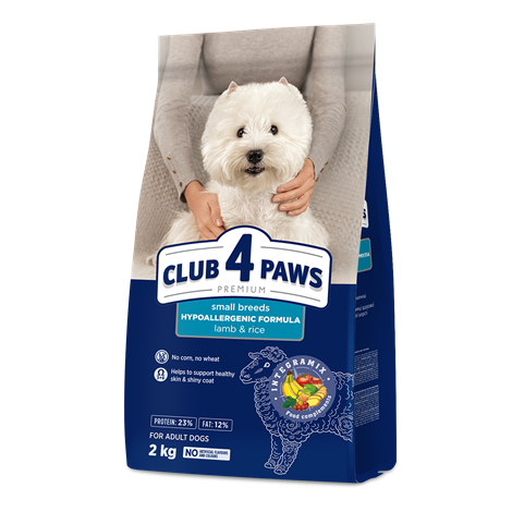 Club 4 Paws Lamb & Rice small Breeds hypoallergenic formula Dry For Adult Dog 2kg
