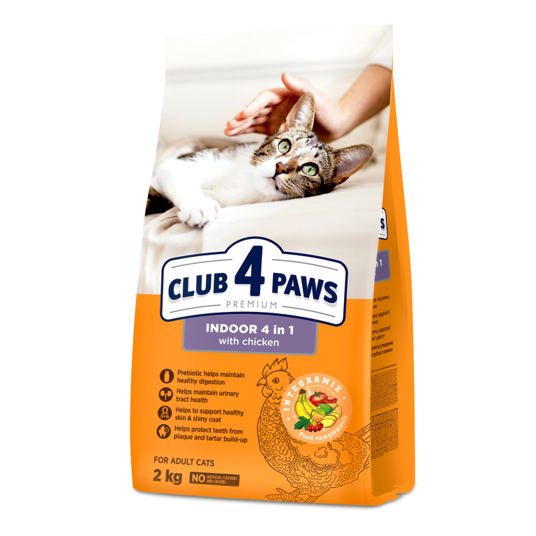 Club 4 Paws Indoor with chicken 4in1 Dry For Adult Cat 2k
