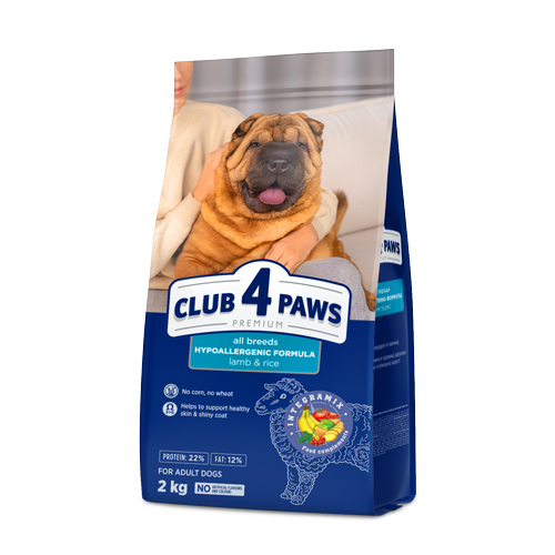 Club 4 Paws Lamb & Rice All Breeds hypoallergenic formula Dry For Adult Dog 2kg